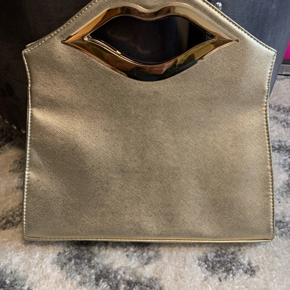 Gold lip handbag - Picture 3 of 4